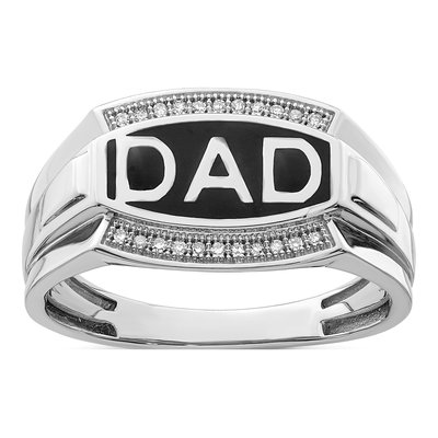 Men's Sterling Silver 0.09 ct tw Diamond DAD Ring