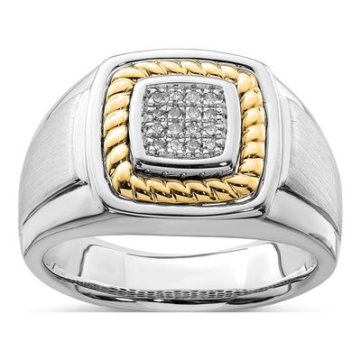 Men's Sterling Silver 1/15 ct tw Diamond Ring