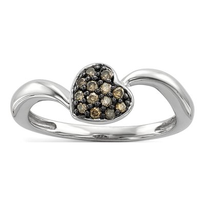 Sterling Silver 0.16 ct tw Diamond Heart Ring