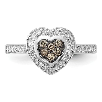 Sterling Silver 1/4 ct tw Diamond Heart Ring – view 4