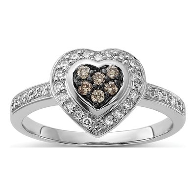 Sterling Silver 1/4 ct tw Diamond Heart Ring