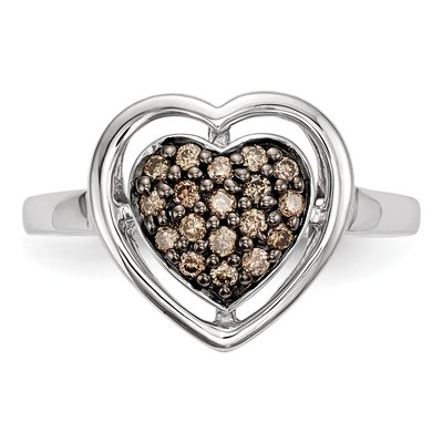 Sterling Silver 1/4 ct tw Diamond Heart Ring – view 4