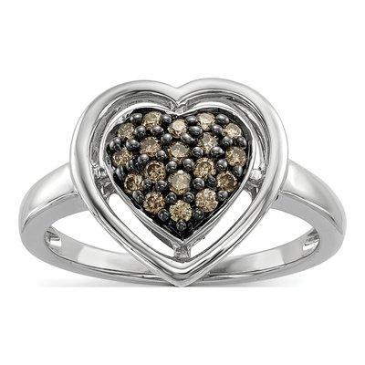 Sterling Silver 1/4 ct tw Diamond Heart Ring