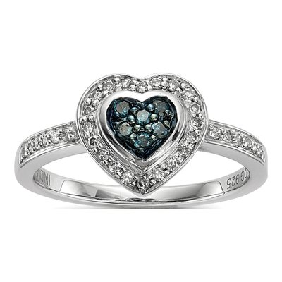 Sterling Silver 1/4 ct tw Diamond Heart Ring