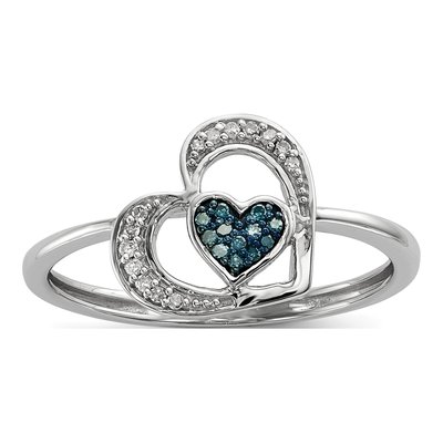 Sterling Silver 1/15 ct tw Diamond Heart Ring