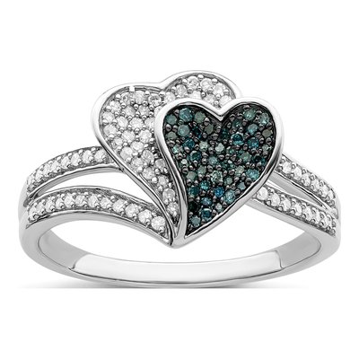 Sterling Silver 1/3 ct tw Diamond Heart Ring