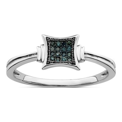 Sterling Silver 1/20 ct tw Diamond Square Ring