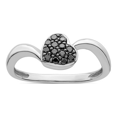 Sterling Silver 1/10 ct tw Diamond Heart Ring