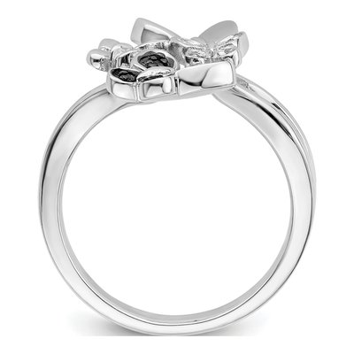 White Night Sterling Silver Butterfly Diamond Ring – view 3