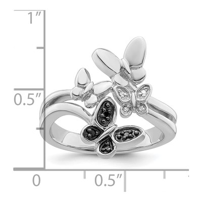 White Night Sterling Silver Butterfly Diamond Ring – view 6
