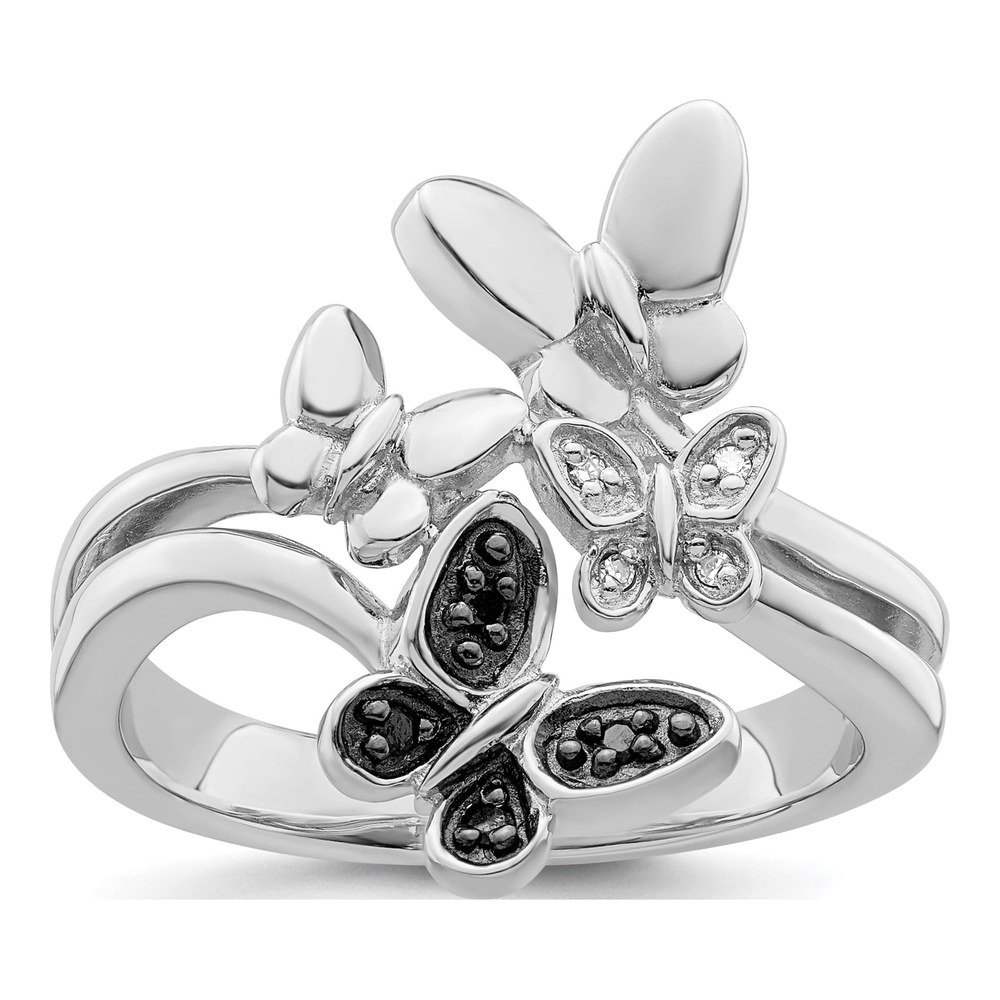 White Night Sterling Silver Butterfly Diamond Ring