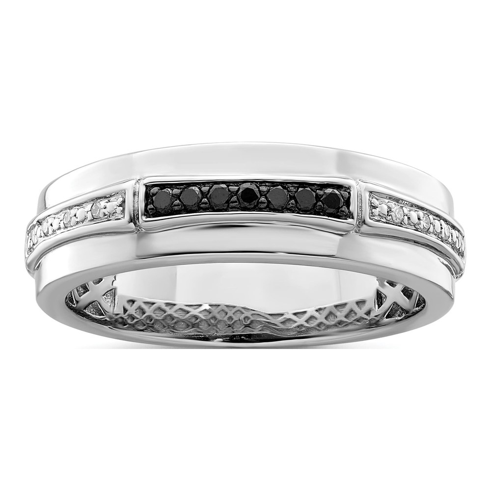 Men's Sterling Silver White & Black Diamond Ring