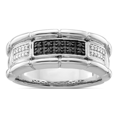 Men's Sterling Silver 1/7 ct tw Diamond Ring