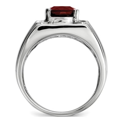 Men's Sterling Silver Garnet & Diamond Square Ring – view 3