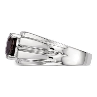 Men's Sterling Silver Garnet & Diamond Square Ring – view 4