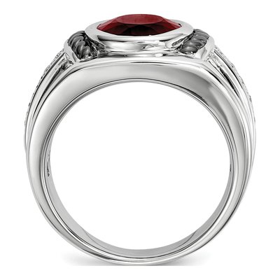 Men's Sterling Silver 1/20 ct tw Garnet & Diamond Ring – view 3