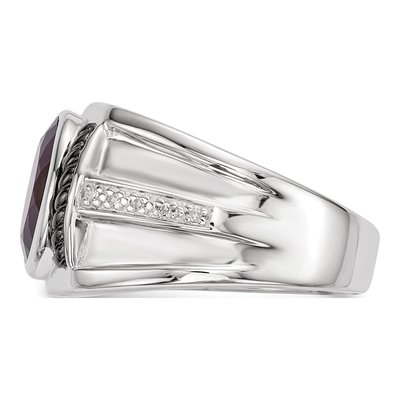 Men's Sterling Silver 1/20 ct tw Garnet & Diamond Ring – view 4