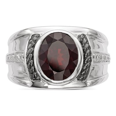 Men's Sterling Silver 1/20 ct tw Garnet & Diamond Ring – view 5