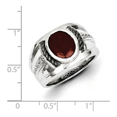 Men's Sterling Silver 1/20 ct tw Garnet & Diamond Ring – view 6
