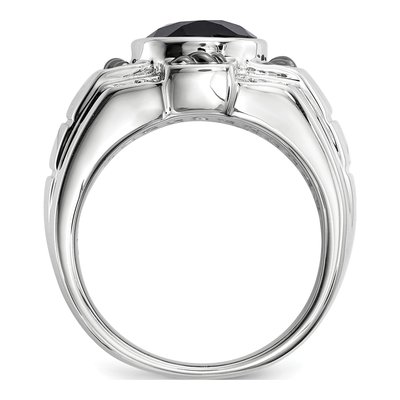 Men's Sterling Silver Onyx & Diamond Ring – view 3