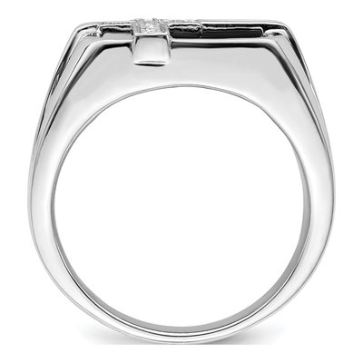 Men's Sterling Silver 1/20 ct tw Onyx & Diamond Cross Ring – view 3