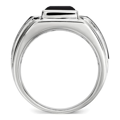 Men's Sterling Silver Diamond & Onyx Ring | White Night – view 3