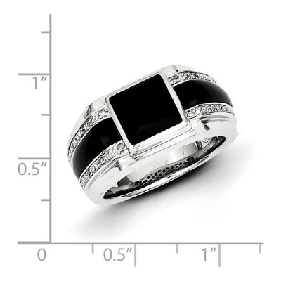Men's Sterling Silver Diamond & Onyx Ring | White Night – view 4