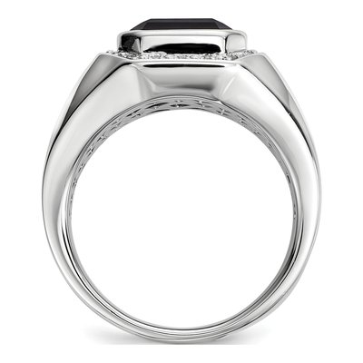 Men's Sterling Silver 1/10 ct tw Onyx & Diamond Square Ring – view 3