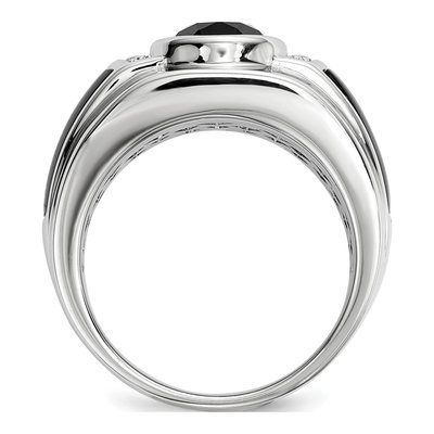 Men's Sterling Silver Onyx & Diamond Ring – view 3