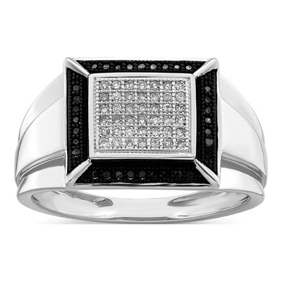 Men's Sterling Silver 1/4 ct tw Diamond Ring