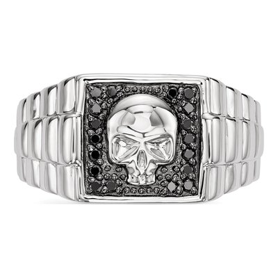 Men's Sterling Silver 0.19 ct tw Diamond Skull Ring – view 5