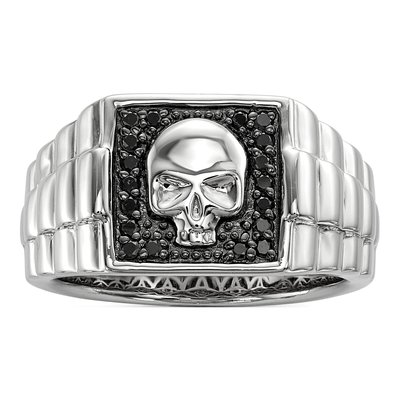 Men's Sterling Silver 0.19 ct tw Diamond Skull Ring