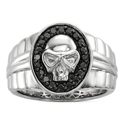 Men's Sterling Silver 0.4 ct tw Diamond Skull Ring