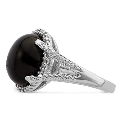Sterling Silver 1/8 ct tw Onyx & Diamond Ring – view 5