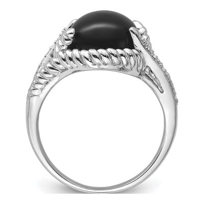 Sterling Silver Onyx & Diamond Ring – view 3
