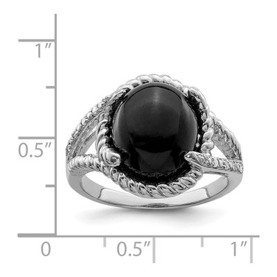Sterling Silver Onyx & Diamond Ring – view 4