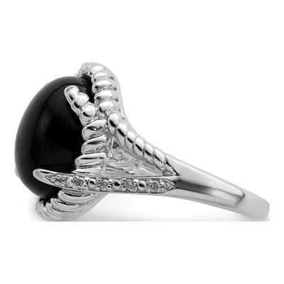 Sterling Silver Onyx & Diamond Ring – view 5