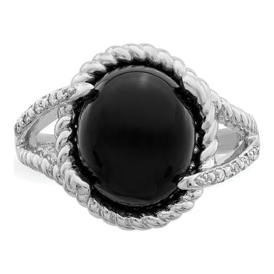 Sterling Silver Onyx & Diamond Ring – view 6