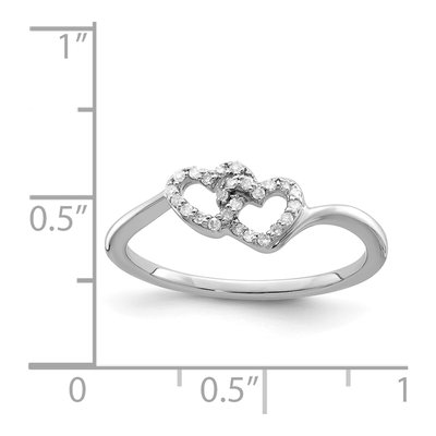 Sterling Silver 0.11 ct tw Diamond Double Heart Promise Ring – view 5