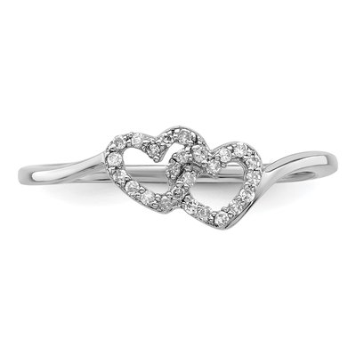 Sterling Silver 0.11 ct tw Diamond Double Heart Promise Ring – view 6