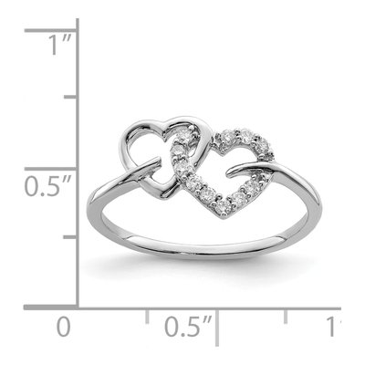 Sterling Silver 1/8 ct tw Diamond Double Heart Ring – view 5