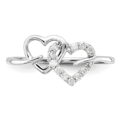 Sterling Silver 1/8 ct tw Diamond Double Heart Ring – view 6