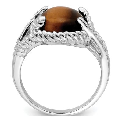 Sterling Silver Diamond Tiger's Eye Ring – view 3