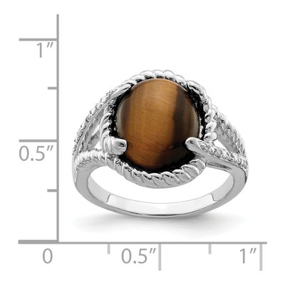 Sterling Silver Diamond Tiger's Eye Ring – view 4