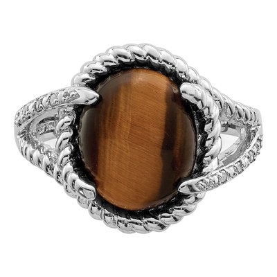 Sterling Silver Diamond Tiger's Eye Ring – view 6