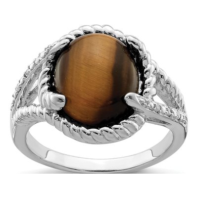 Sterling Silver Diamond Tiger's Eye Ring