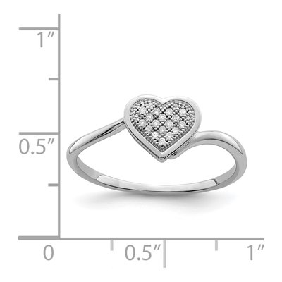 Sterling Silver 1/20 ct tw Diamond Heart Ring – view 5
