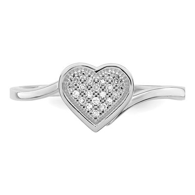 Sterling Silver 1/20 ct tw Diamond Heart Ring – view 6