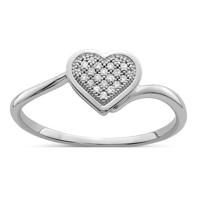 Sterling Silver 1/20 ct tw Diamond Heart Ring