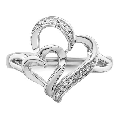 Sterling Silver 1/20 ct tw Diamond Heart Ring – view 5